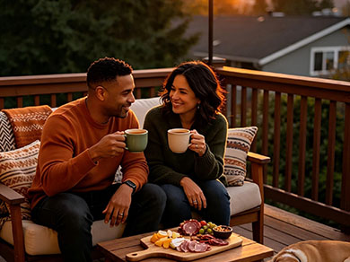 Couple tea at sunset